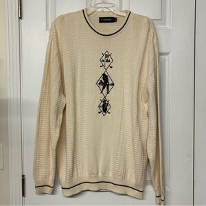 Vintage Carmel Golf Sweater Embroidered Cotton Pullover Sz L NWT